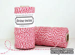 Хлопковый шнур от Divine Twine - Peppermint, 1 мм, цвет розовый/белый/красный, 1м - ScrapUA.com