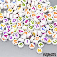 Бусины Алфавит - altered Style Embellishments Alphabet Beads Round, c цветными буквами, 500 штук