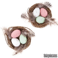 Декоративні гнізда Decorative Nests Eggs & Feathers, 2 шт, dpCraft