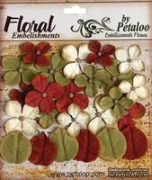 Набор цветов и листиков Petaloo - Darjeeling Hydrangea Burg/Cream/Green, 24 шт.
