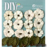 Набор цветов и листиков Petaloo - DIY - Petites x 24 - Teastained Cream
