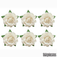Цветы чайной розы, диаметр -18 мм, 6 шт., белые