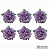 Цветы чайной розы, диаметр -18 мм, 6 шт., фиолетовые