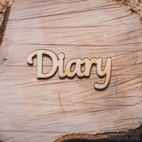 Деревянная вырубка от Вензелик - Надпись "Diary", 68x33 мм
