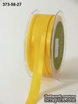 Репсово-сатиновая лента - Двойная полоса - желтая, ширина - 16 мм, длина 90 см - ScrapUA.com
