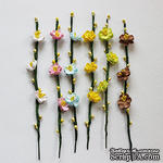 Веточка с цветочками, 13 см, 3 цветочка, 8 почек, 1 шт. - ScrapUA.com