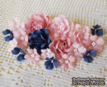 Набір квітів з тканини (18 шт), рожево-синій, 2,5 см - 5 см - ScrapUA.com
