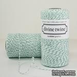 Хлопковый шнур от Divine Twine - Aqua, 1 мм, цвет бирюза/белый, 1 м - ScrapUA.com